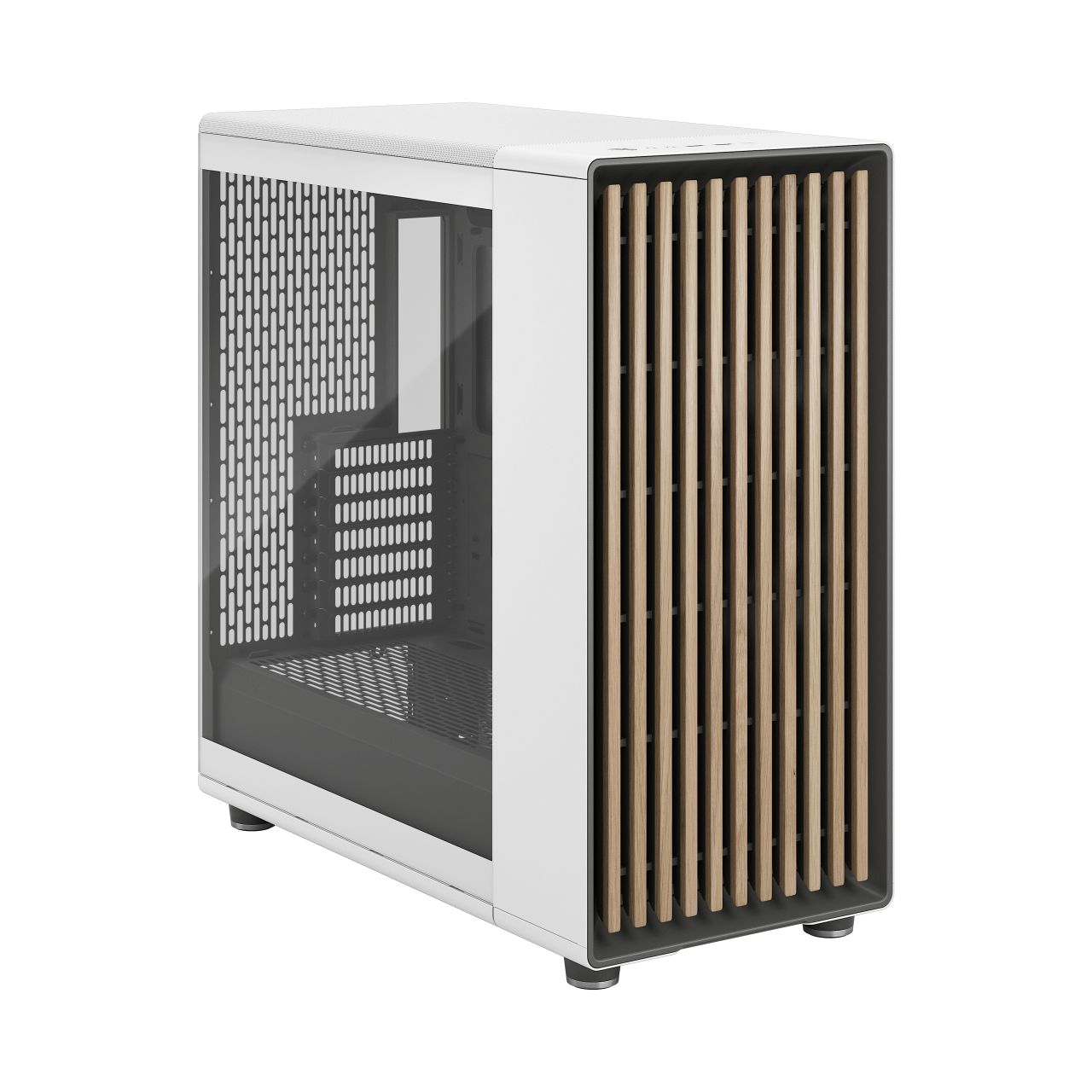 Fractal North XL Quiet Mid Tower, EATX, front 1x USB-C 3.2 Gen 2x2 / 2x USB-A 3.0, Headphone Out, Mic In, <strong>White with Glass Side Panel</strong>