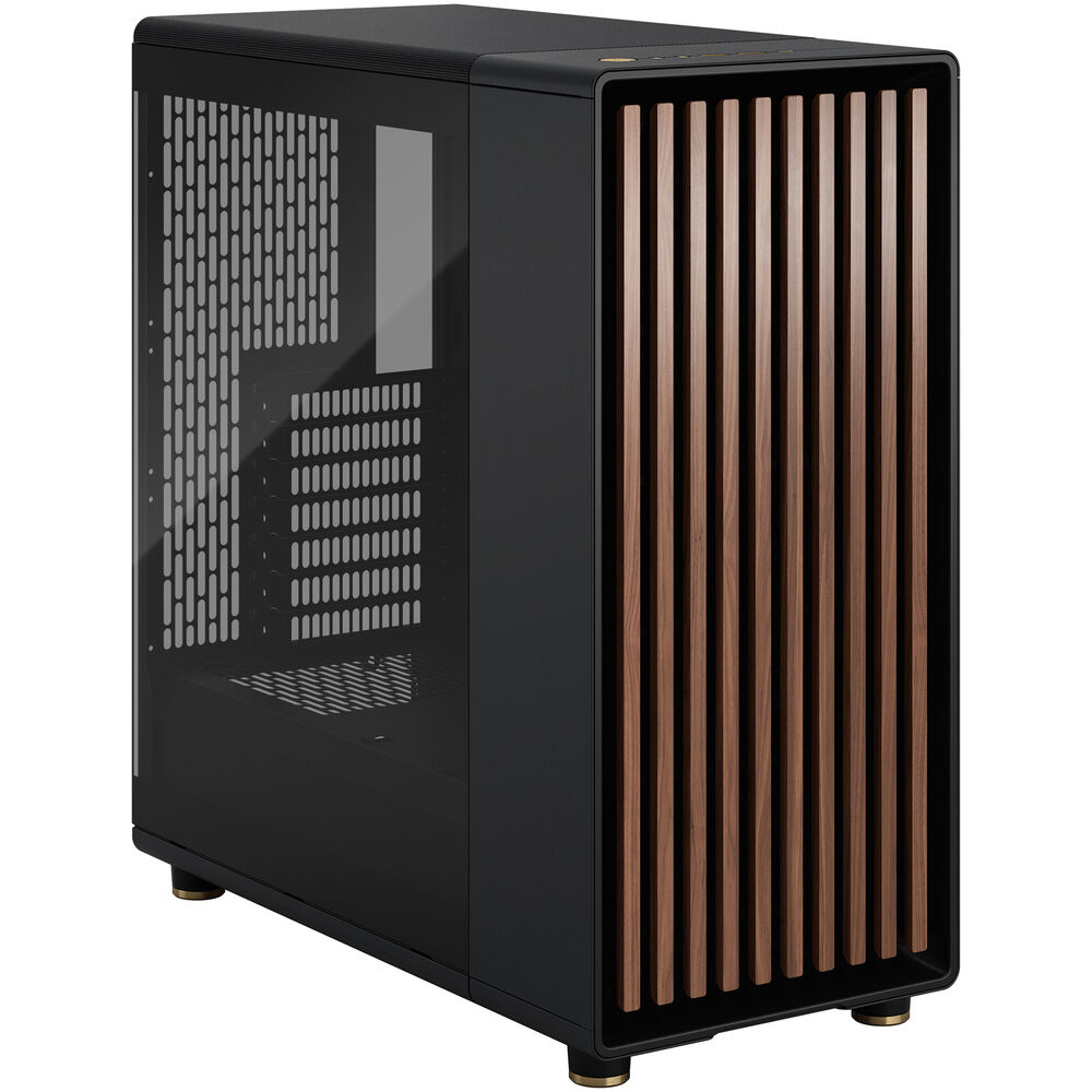 Fractal North Quiet Mid Tower, ATX, front 1x USB-C 3.2 Gen 2x2 / 2x USB-A 3.0, Headphone Out, Mic In, <strong>Black with Glass Side Panel</strong>