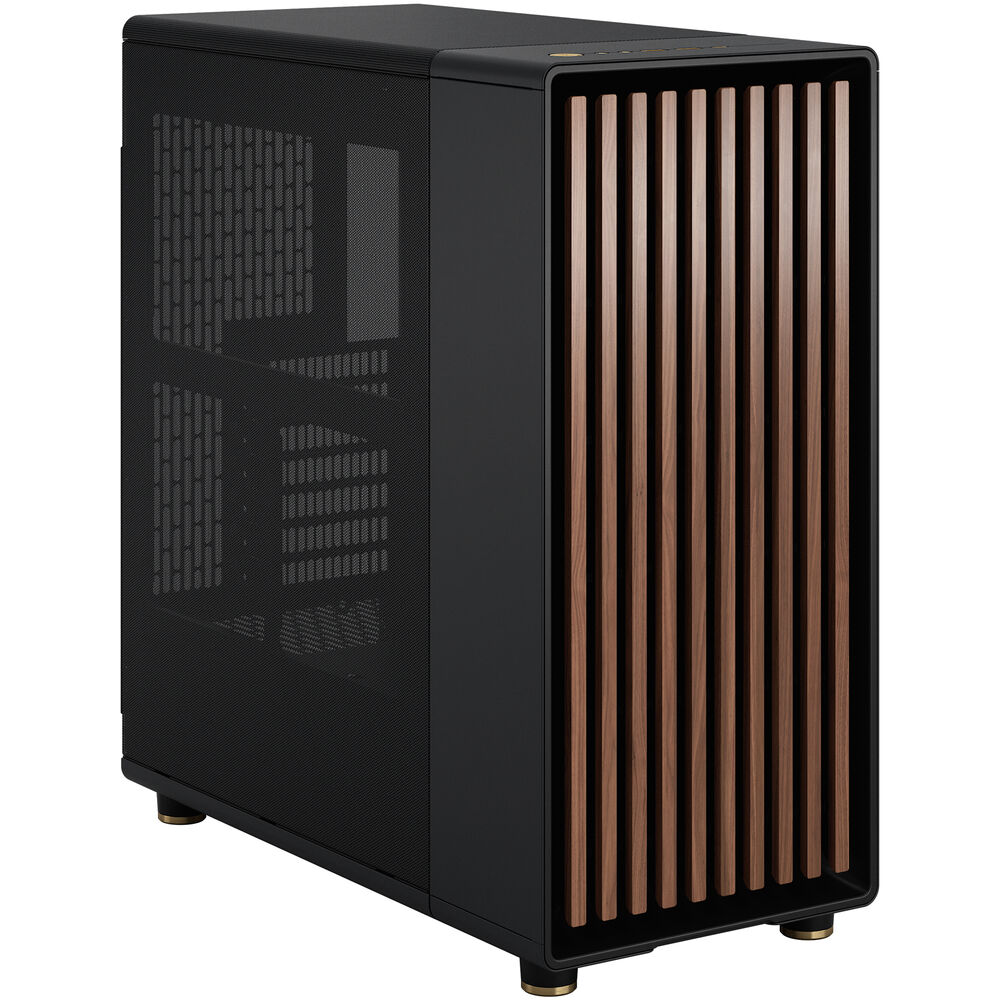 Fractal North Quiet Mid Tower, ATX, front 1x USB-C 3.2 Gen 2x2 / 2x USB-A 3.0, Headphone Out, Mic In, <strong>Black with Mesh Side Panel</strong>