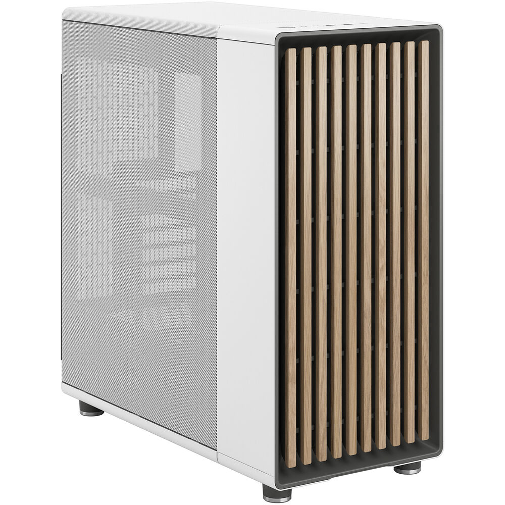 Fractal North Quiet Mid Tower, ATX, front 1x USB-C 3.2 Gen 2x2 / 2x USB-A 3.0, Headphone Out, Mic In, <strong>White with Mesh Side Panel</strong>